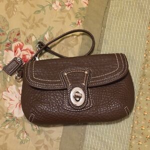 Coach Legacy Turnlock Pebbled Leather Wristlet